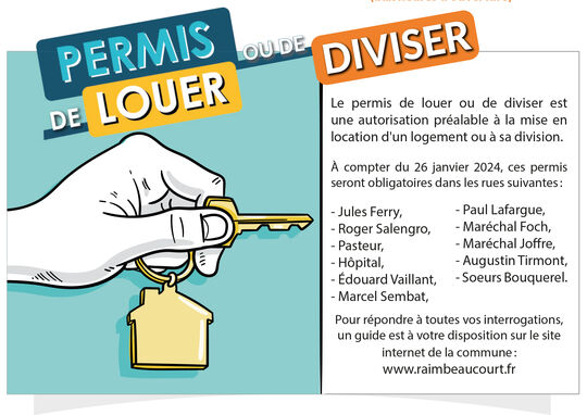 Affiche permis de louer/permis de diviser